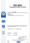 ISO 9001 マネジメントシステム登録証